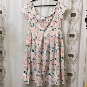 Pink Roses Satin Dress